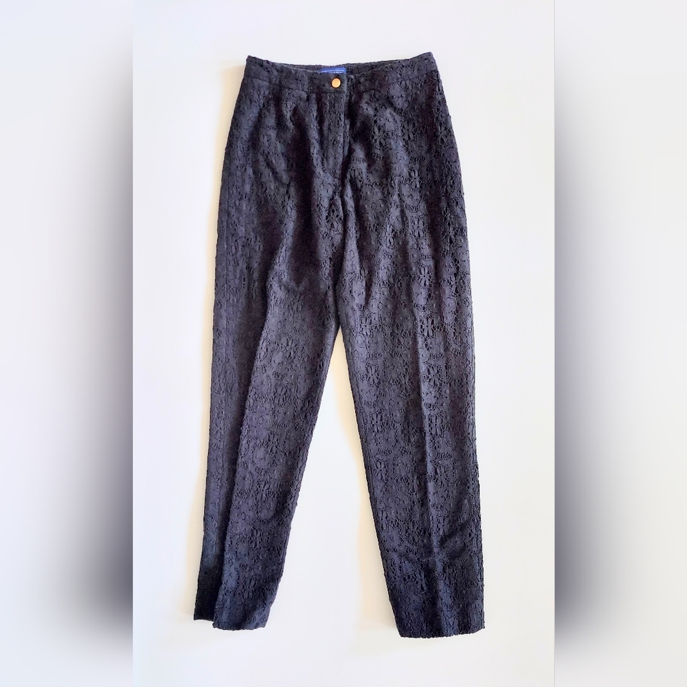 J. McLaughlin Pleated Lace Ankle Trouser Pants Black Size 6
